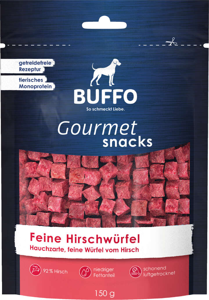 BUFFO Gourmet Snacks Hundeleckerli Feine Hirschwürfel